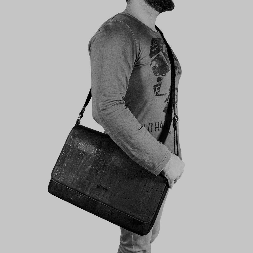 Messenger Laptop Bag Black Cork