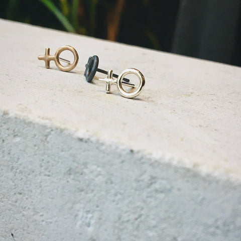 Minna Tiny Feminist Earring Silver or Bronze