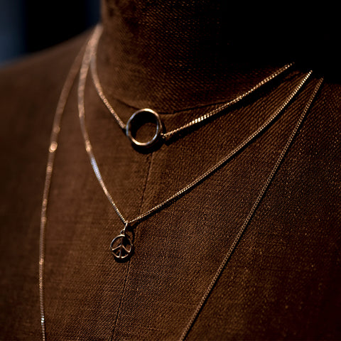 Peace Sign No.1 Tiny Charm Necklace Silver