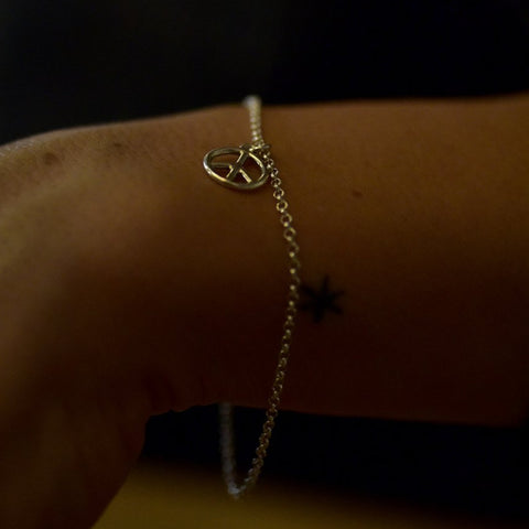 Peace Sign No.1 Charm Bracelet Silver or Bronze