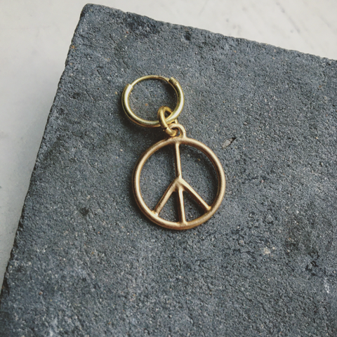 Peace Sign No.2 Hoop Dangle Earring