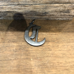 C - Pendant Gothic Letters Sterling Silver Black Oxidized Necklace