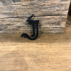 J - Pendant Gothic Letters Sterling Silver Black Oxidized Necklace Or Pendant Only