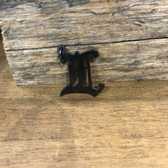 L - Pendant Gothic Letters Sterling Silver Black Oxidized Necklace Or Pendant Only