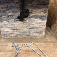P - Pendant Gothic Letters Sterling Silver Black Oxidized Necklace Or Pendant Only