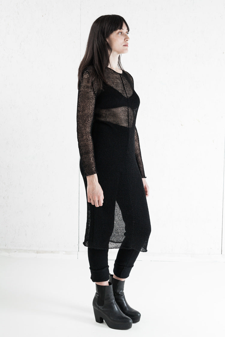 Linen Tunic Dress Black
