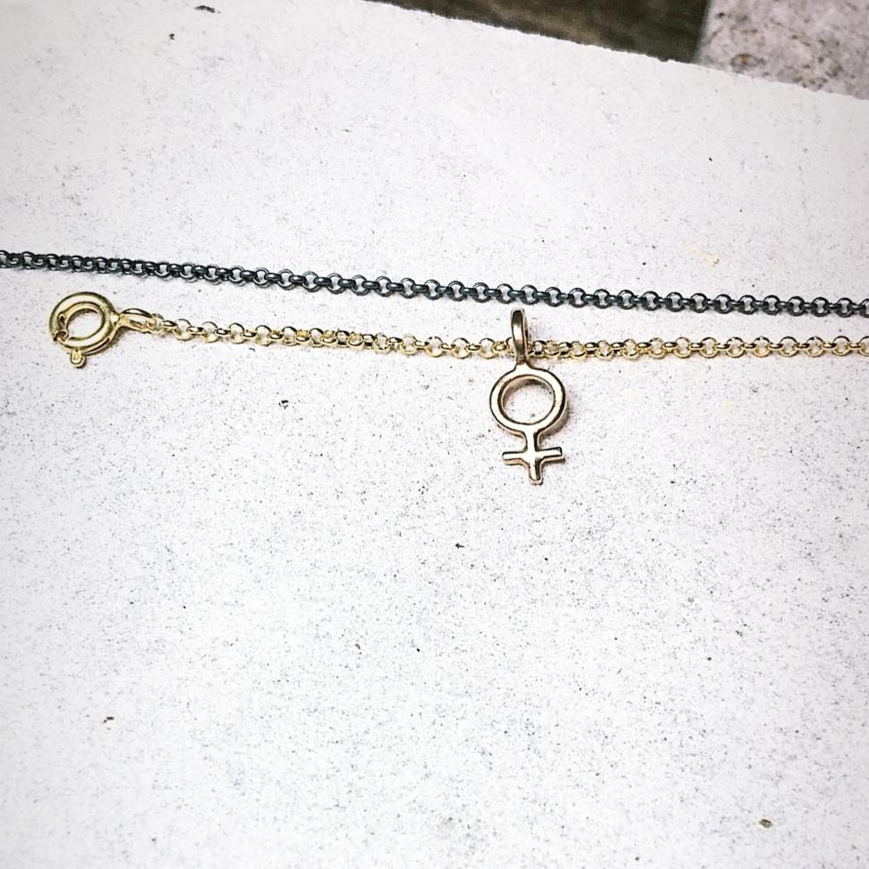 Minna Tiny Feminist Hoop Earring Silver or Bronze