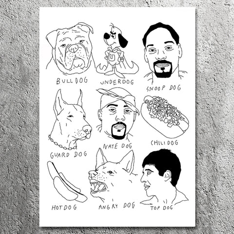 Dogs - Art Print (A4)