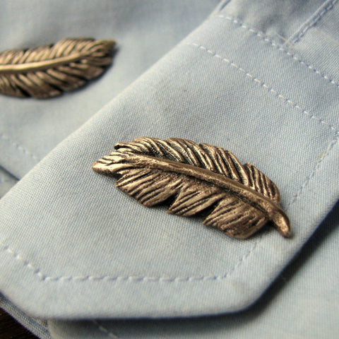 Feather Cufflinks Bronze