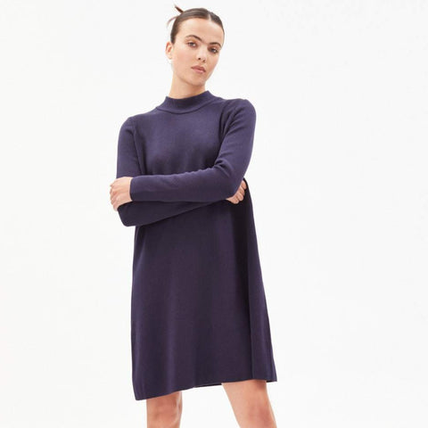 FRIADAA Night Sky Blue Knitted Dress 100% Organic Cotton Size S
